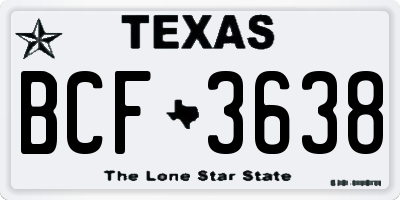 TX license plate BCF3638