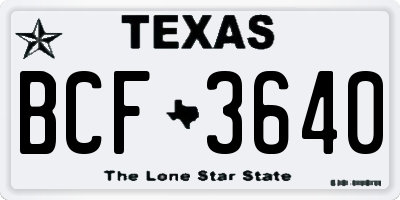 TX license plate BCF3640