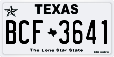 TX license plate BCF3641
