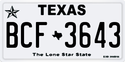 TX license plate BCF3643