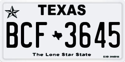 TX license plate BCF3645
