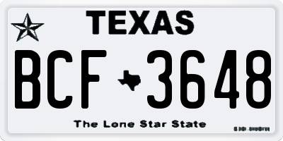 TX license plate BCF3648