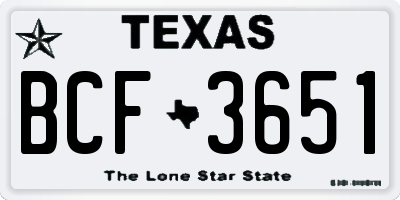 TX license plate BCF3651
