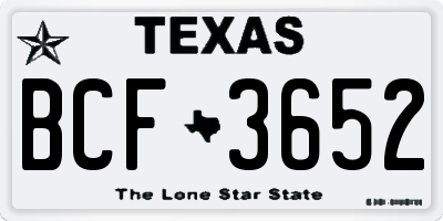 TX license plate BCF3652