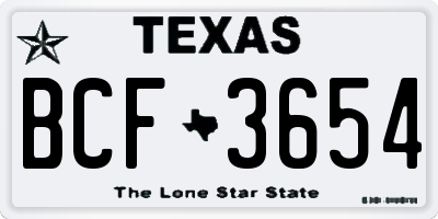 TX license plate BCF3654