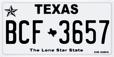 TX license plate BCF3657