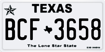TX license plate BCF3658