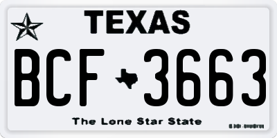 TX license plate BCF3663