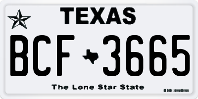 TX license plate BCF3665