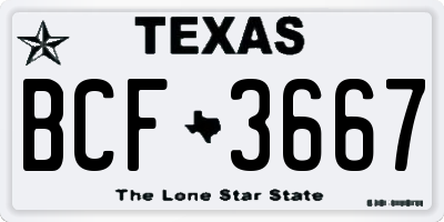TX license plate BCF3667