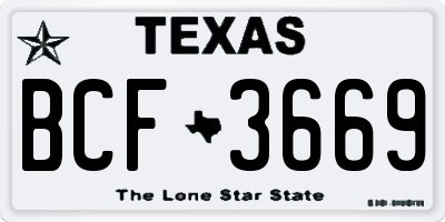 TX license plate BCF3669
