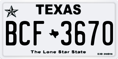 TX license plate BCF3670