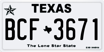 TX license plate BCF3671