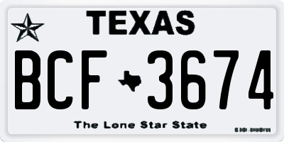 TX license plate BCF3674