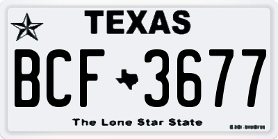 TX license plate BCF3677