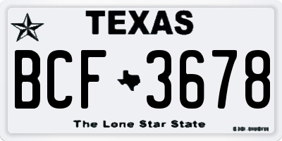 TX license plate BCF3678