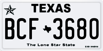 TX license plate BCF3680