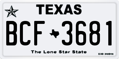TX license plate BCF3681