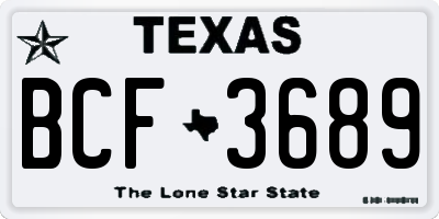 TX license plate BCF3689