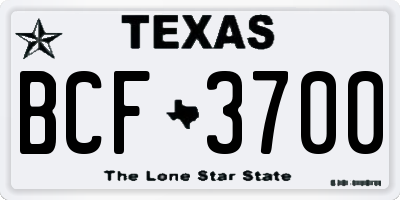TX license plate BCF3700