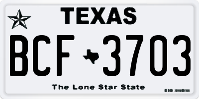 TX license plate BCF3703