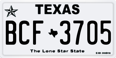 TX license plate BCF3705