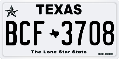 TX license plate BCF3708