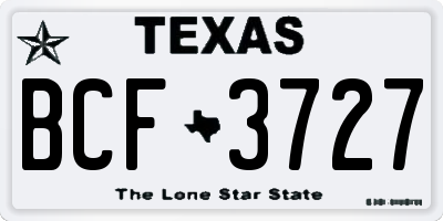 TX license plate BCF3727