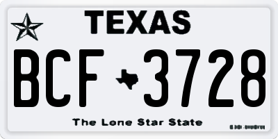 TX license plate BCF3728