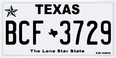 TX license plate BCF3729