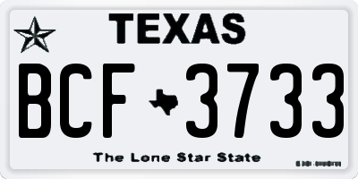 TX license plate BCF3733