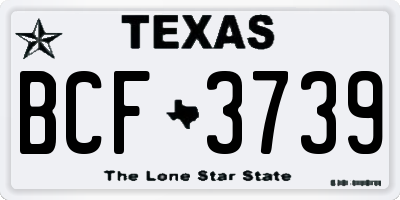 TX license plate BCF3739