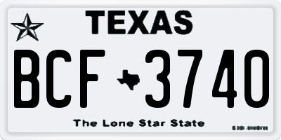 TX license plate BCF3740