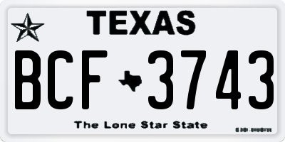 TX license plate BCF3743