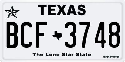 TX license plate BCF3748