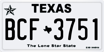 TX license plate BCF3751