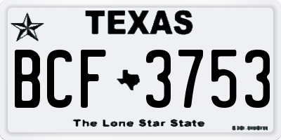 TX license plate BCF3753
