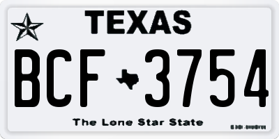 TX license plate BCF3754