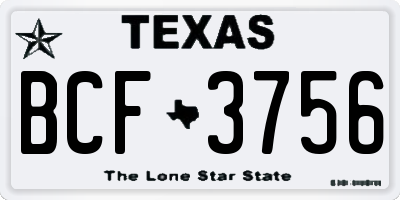 TX license plate BCF3756
