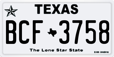 TX license plate BCF3758