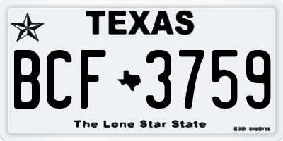 TX license plate BCF3759