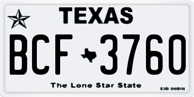 TX license plate BCF3760
