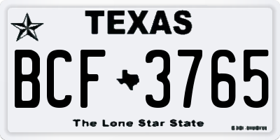 TX license plate BCF3765
