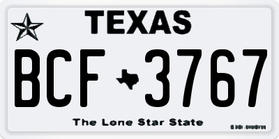 TX license plate BCF3767