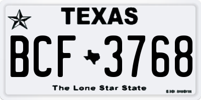 TX license plate BCF3768