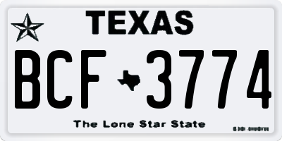 TX license plate BCF3774