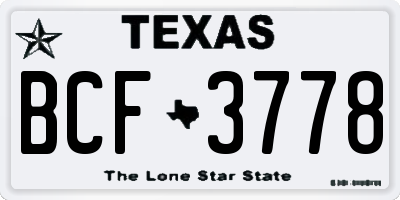 TX license plate BCF3778