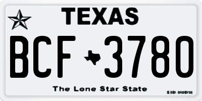 TX license plate BCF3780
