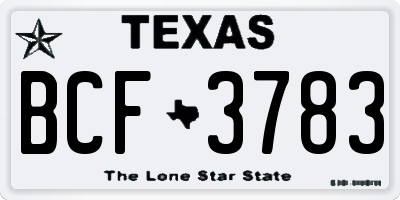 TX license plate BCF3783