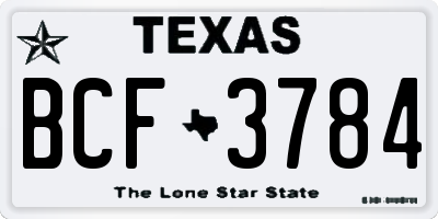 TX license plate BCF3784